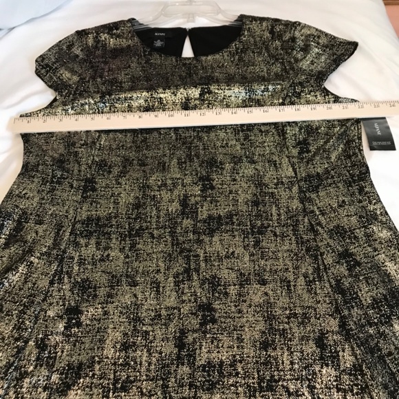 ALFANI Rose Shimmer Metallic Fit & Flare Dress Black Gold Women’s Plus Size 16 - Picture 11 of 16